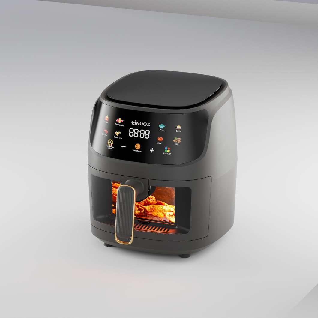 FRYTKOWNICA BEZTŁUSZCZOWA AIR FRYER LINBOX CZARNA Bezpieczeństwo nóżki antypoślizgowe