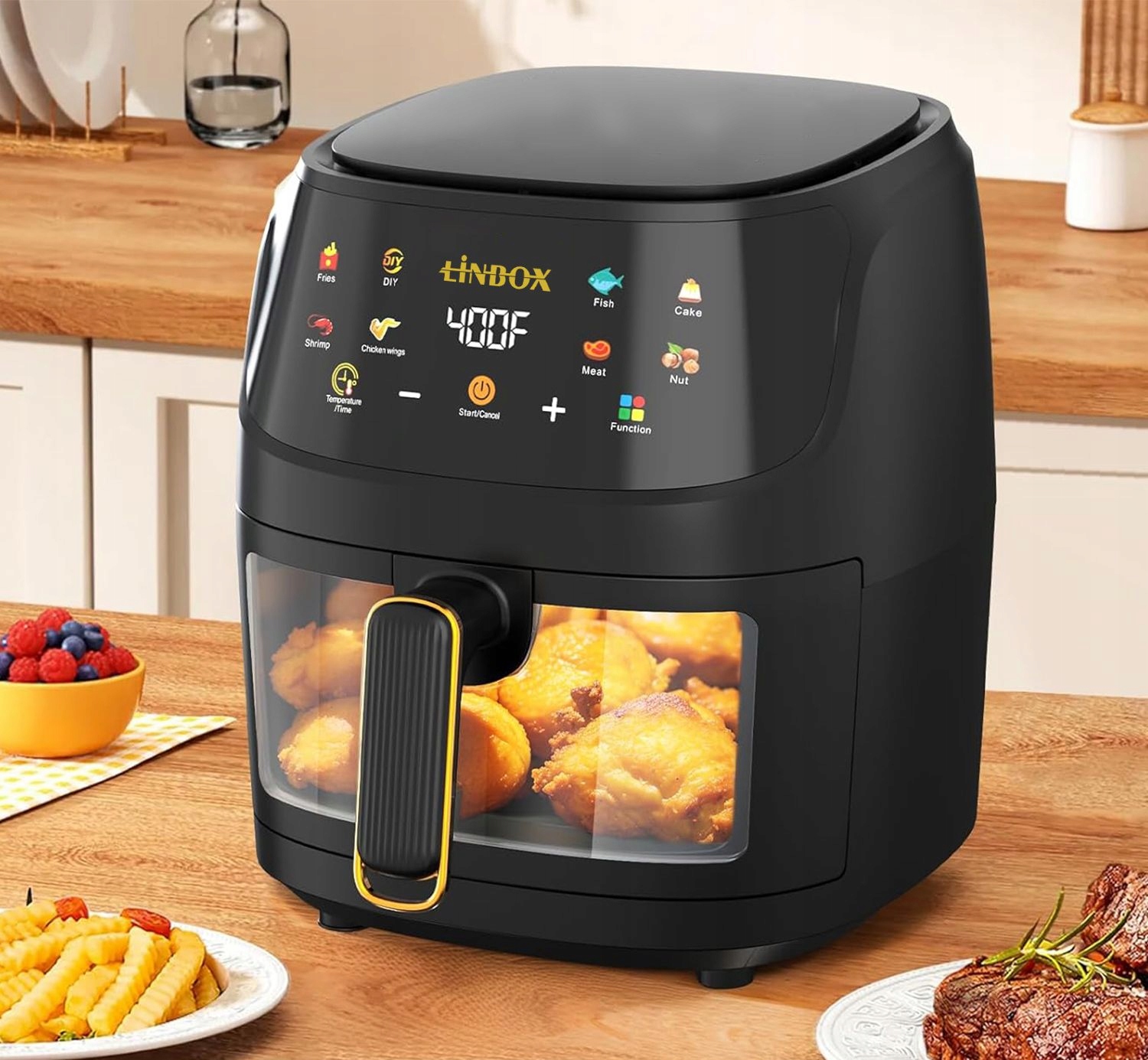 FRYTKOWNICA BEZTŁUSZCZOWA AIR FRYER LINBOX CZARNA Funkcje regulacja temperatury