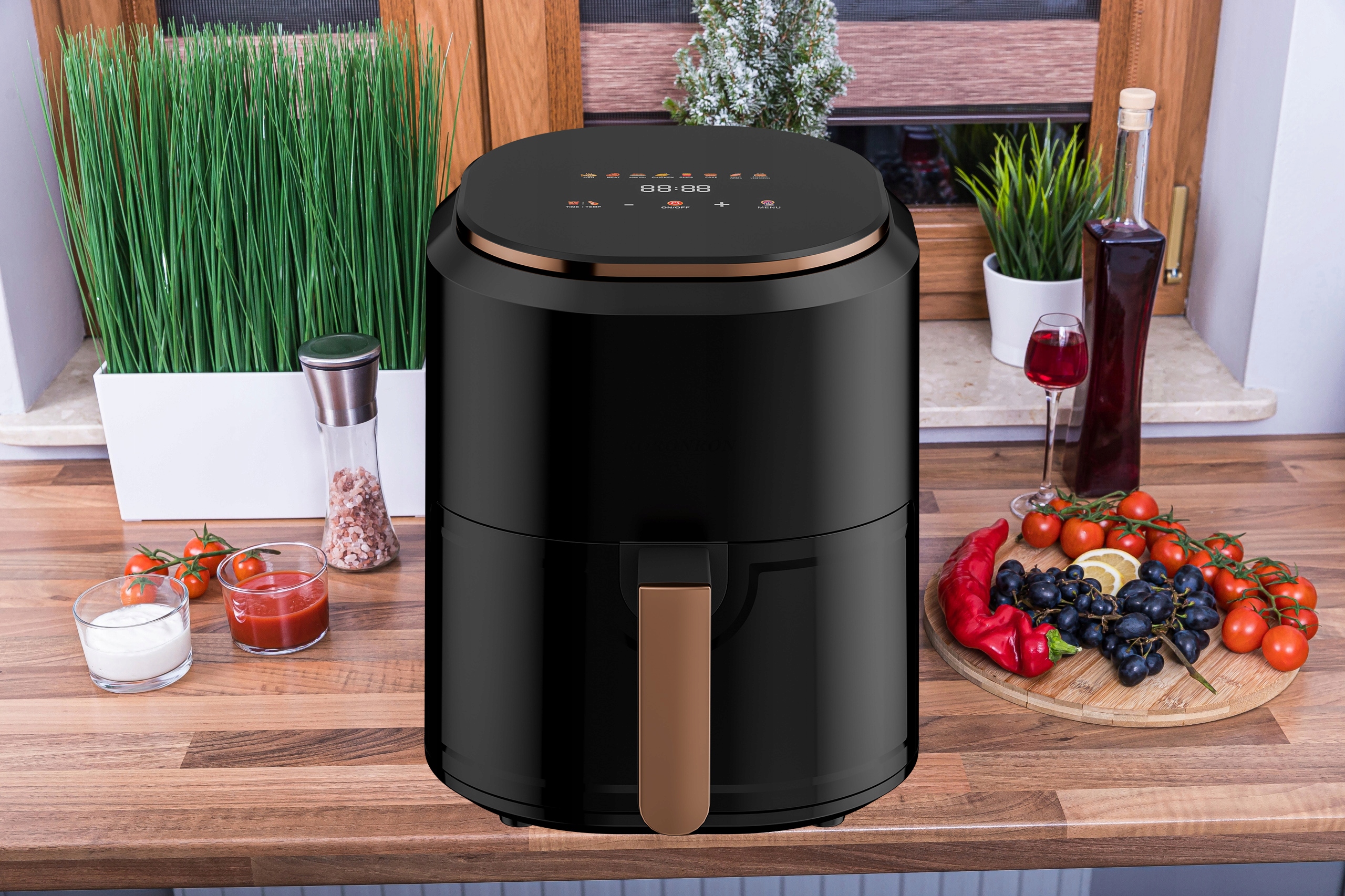 FRYTKOWNICA BEZTŁUSZCZOWA AIR FRYER LINBOX KOLOROWE IKONY CZARNA Typ beztłuszczowa